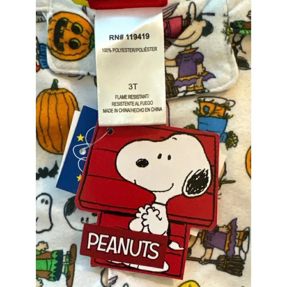 Peanuts Halloween Button down Pajamas‎ Two Pieces Set 3T NWT